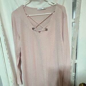 Ricki's Blush Long Sleeve top with criss cross front- xxl- new or like new
